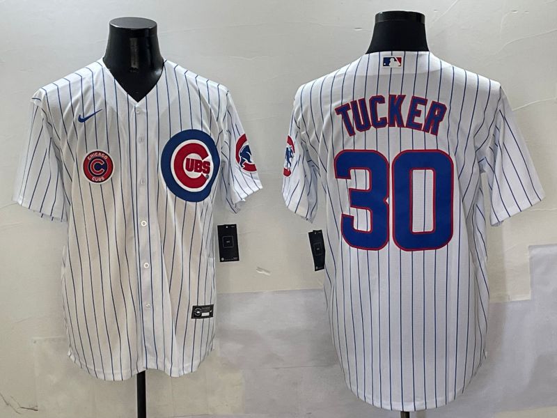 Men Chicago Cubs #30 Tucker White Stripe Game Nike 2025 MLB Jersey style 7->chicago cubs->MLB Jersey